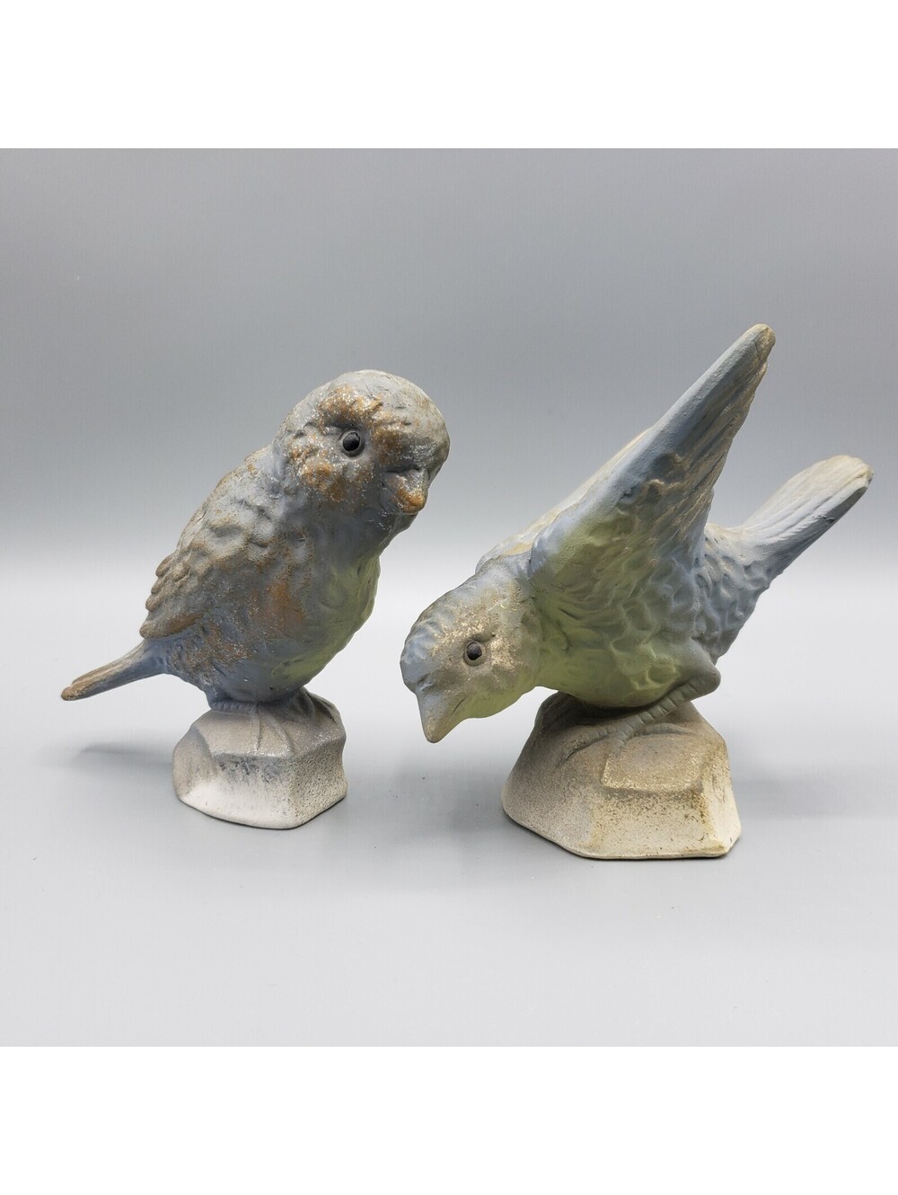 VTG Dorothy  Thorpe Porcelain Bird Figures Planter Blue Gold Japan Sparrow QTY 2